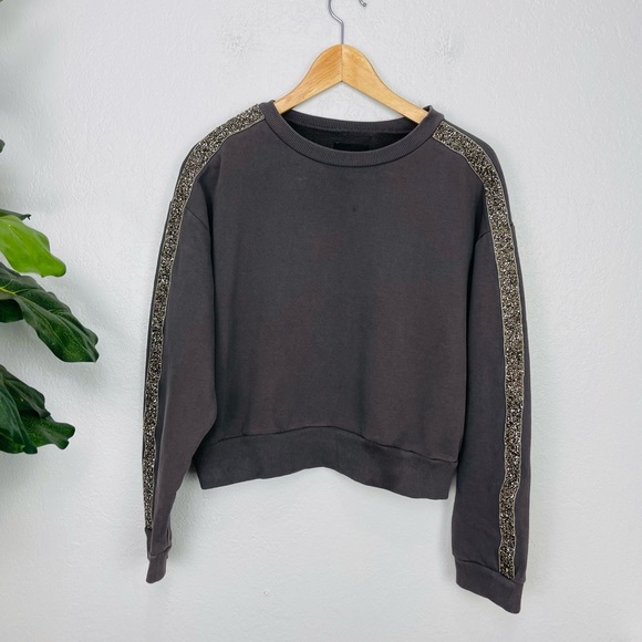 Zara Crystal Details Pullover Charcoal Grey Sweatshirt - Picture 3 of 8